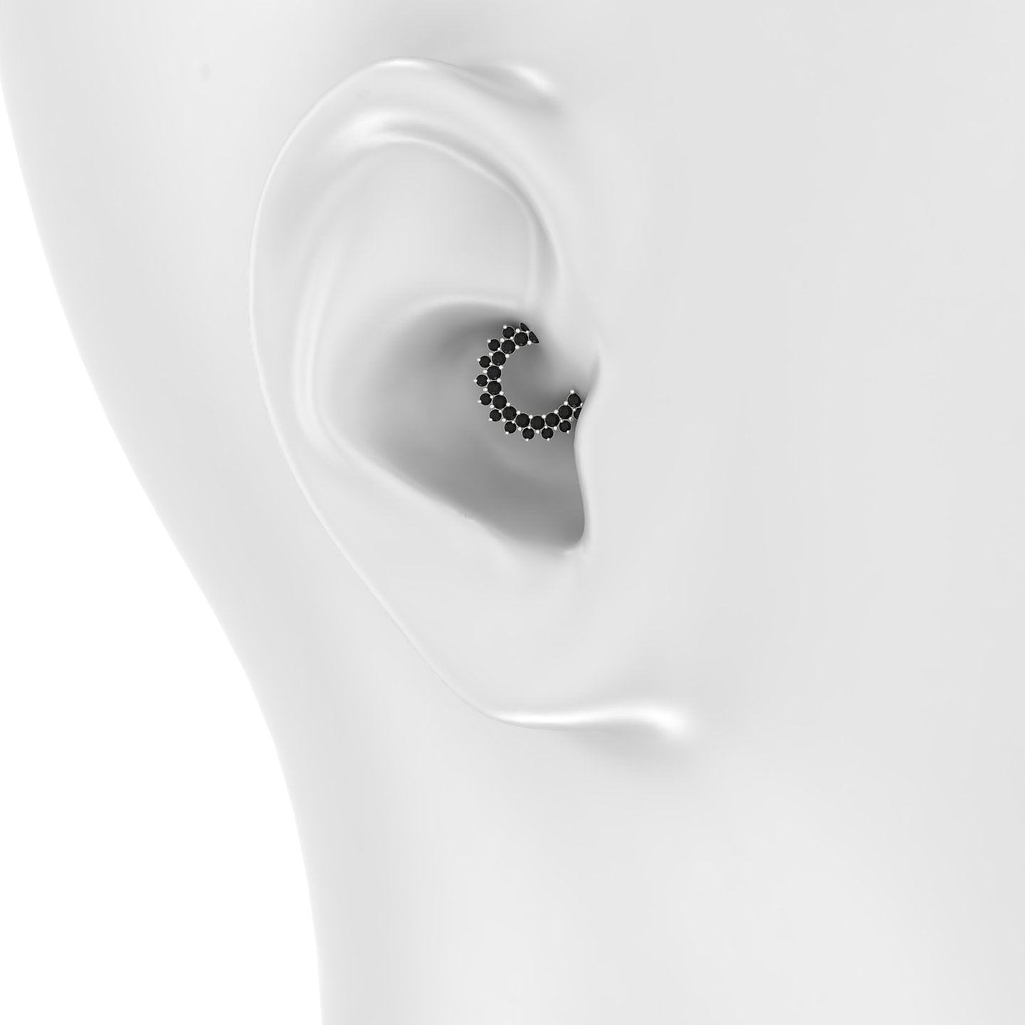 Danae | 18k White Gold 6.5 mm Black Diamond Daith Piercing