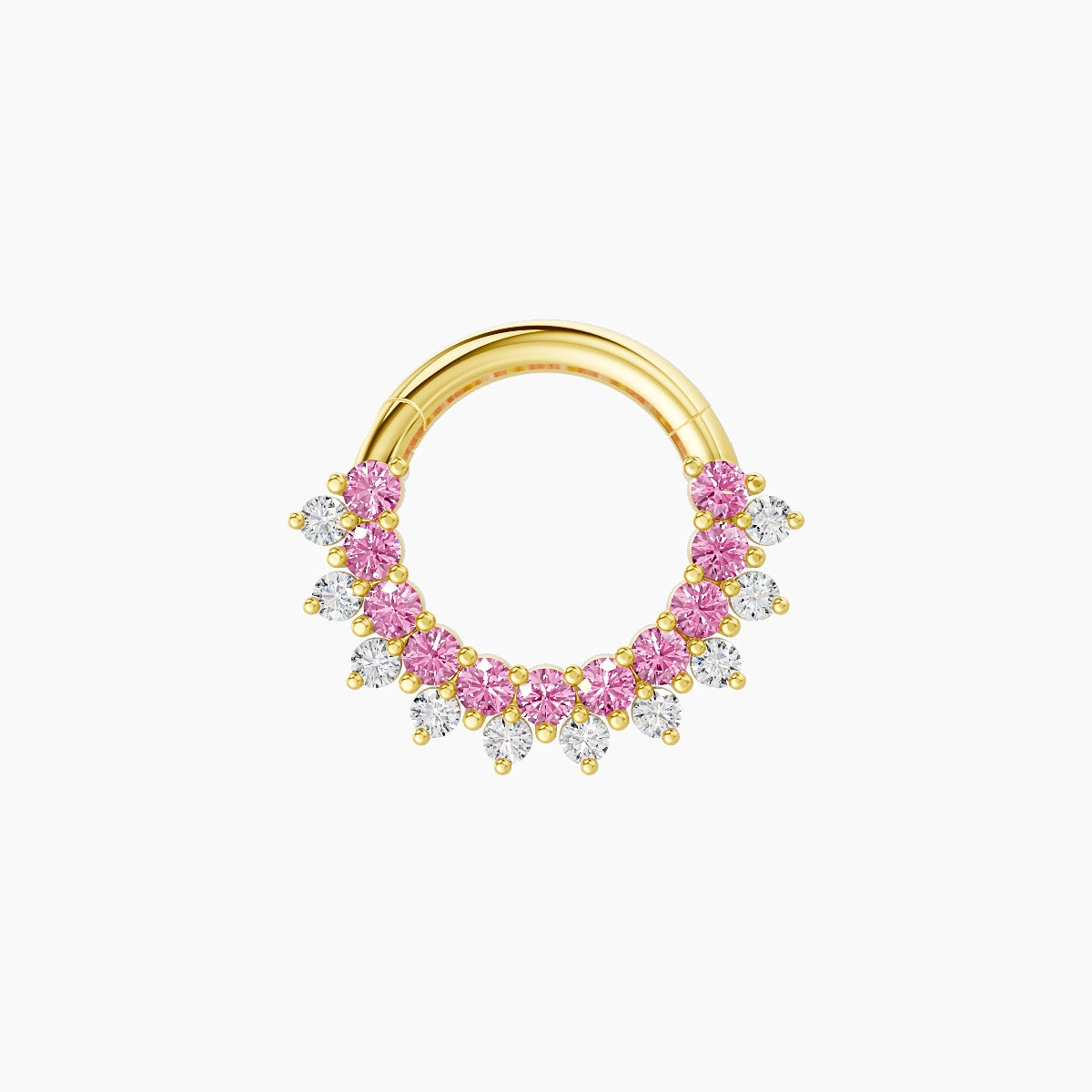 Danae | 18k Yellow Gold 6.5 mm Pink Sapphire & Diamond Septum Piercing