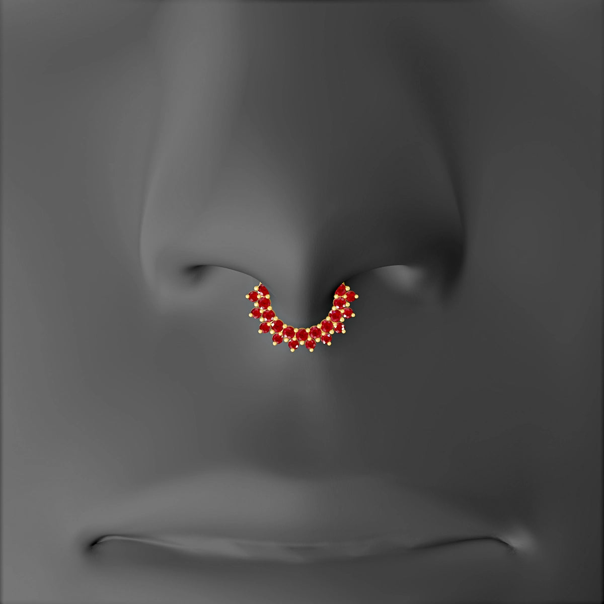 Danae | 18k Yellow Gold 6.5 mm Ruby & Diamond Septum Piercing