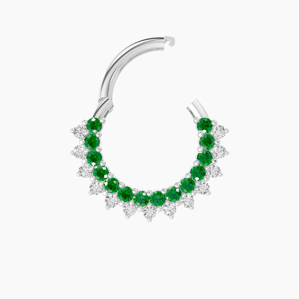 Danae | 18k White Gold 8 mm Emerald & Diamond Daith Piercing