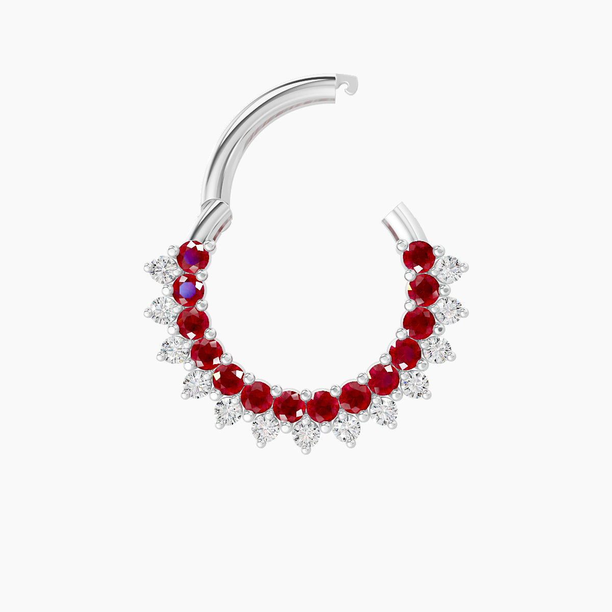 Danae | 18k White Gold 8 mm Ruby & Diamond Daith Piercing