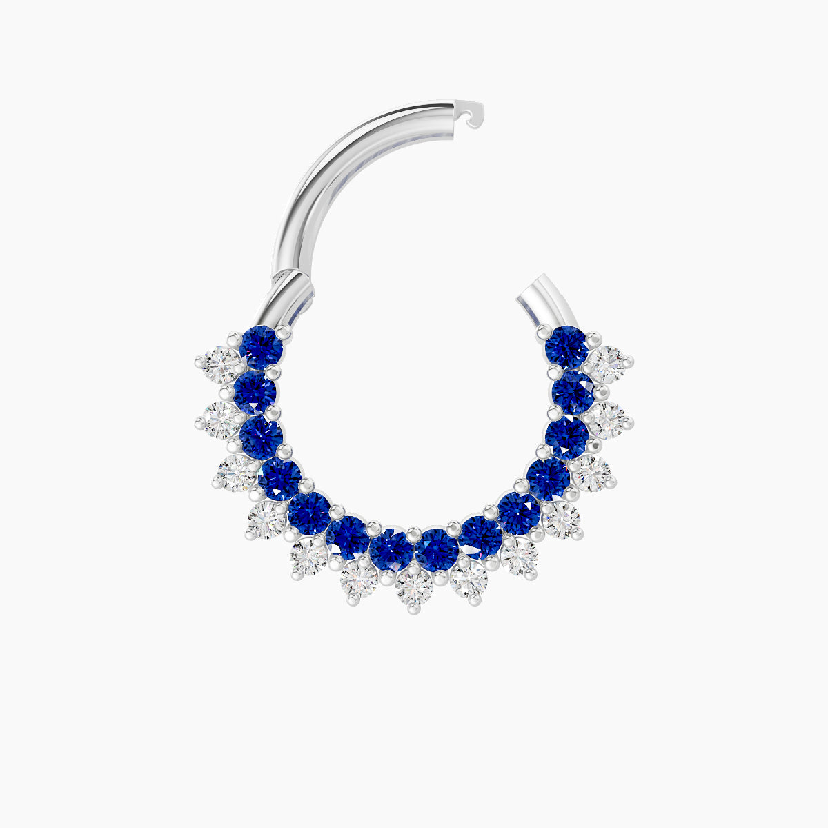 Danae | 18k White Gold 8 mm Sapphire & Diamond Daith Piercing
