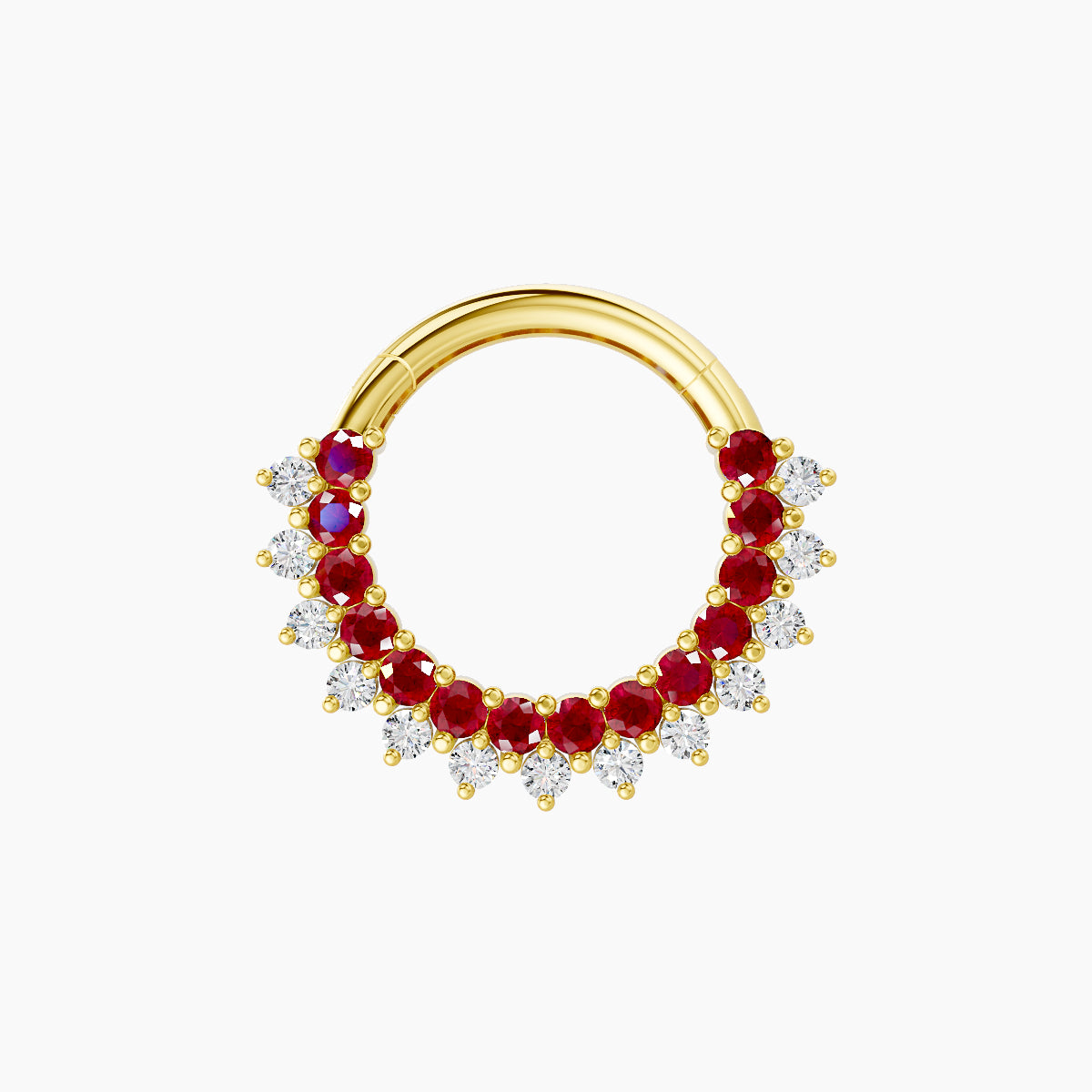 Danae | 18k Yellow Gold 8 mm Ruby & Diamond Daith Piercing