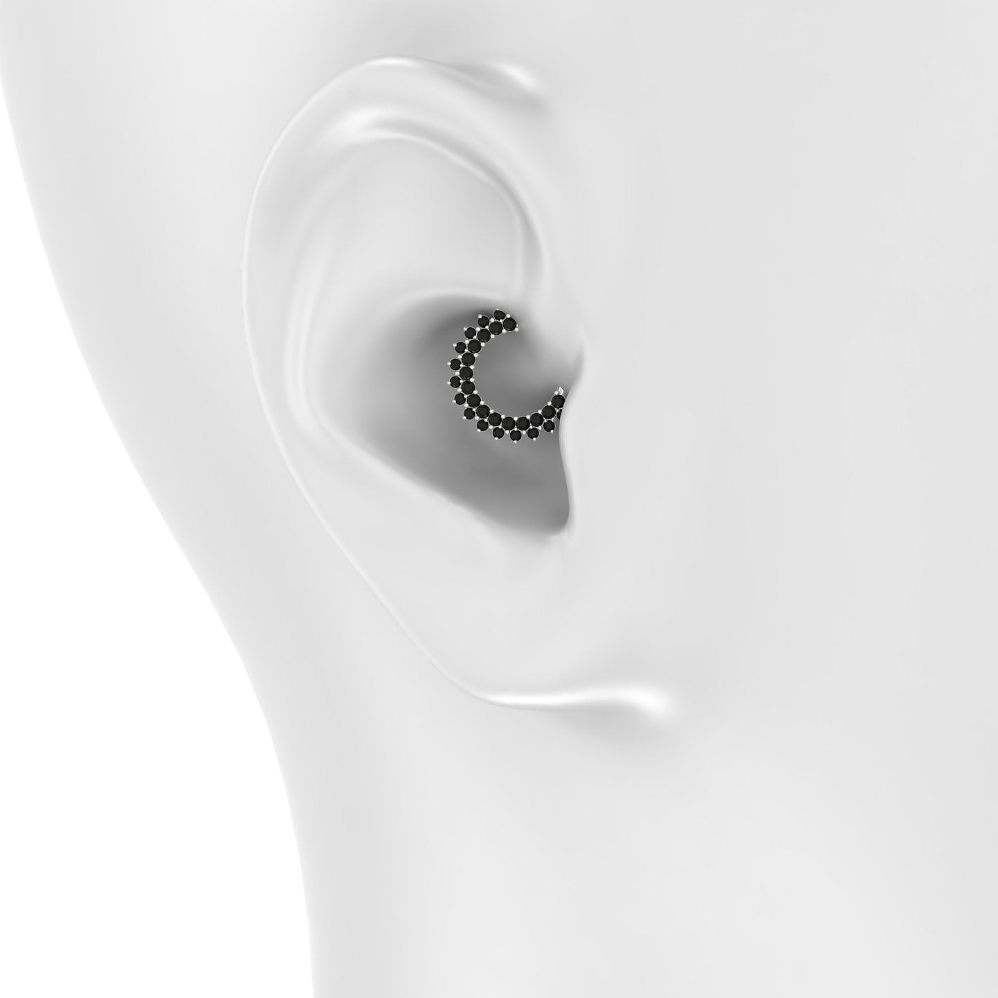 Danae | 18k White Gold 8 mm Black Diamond Daith Piercing