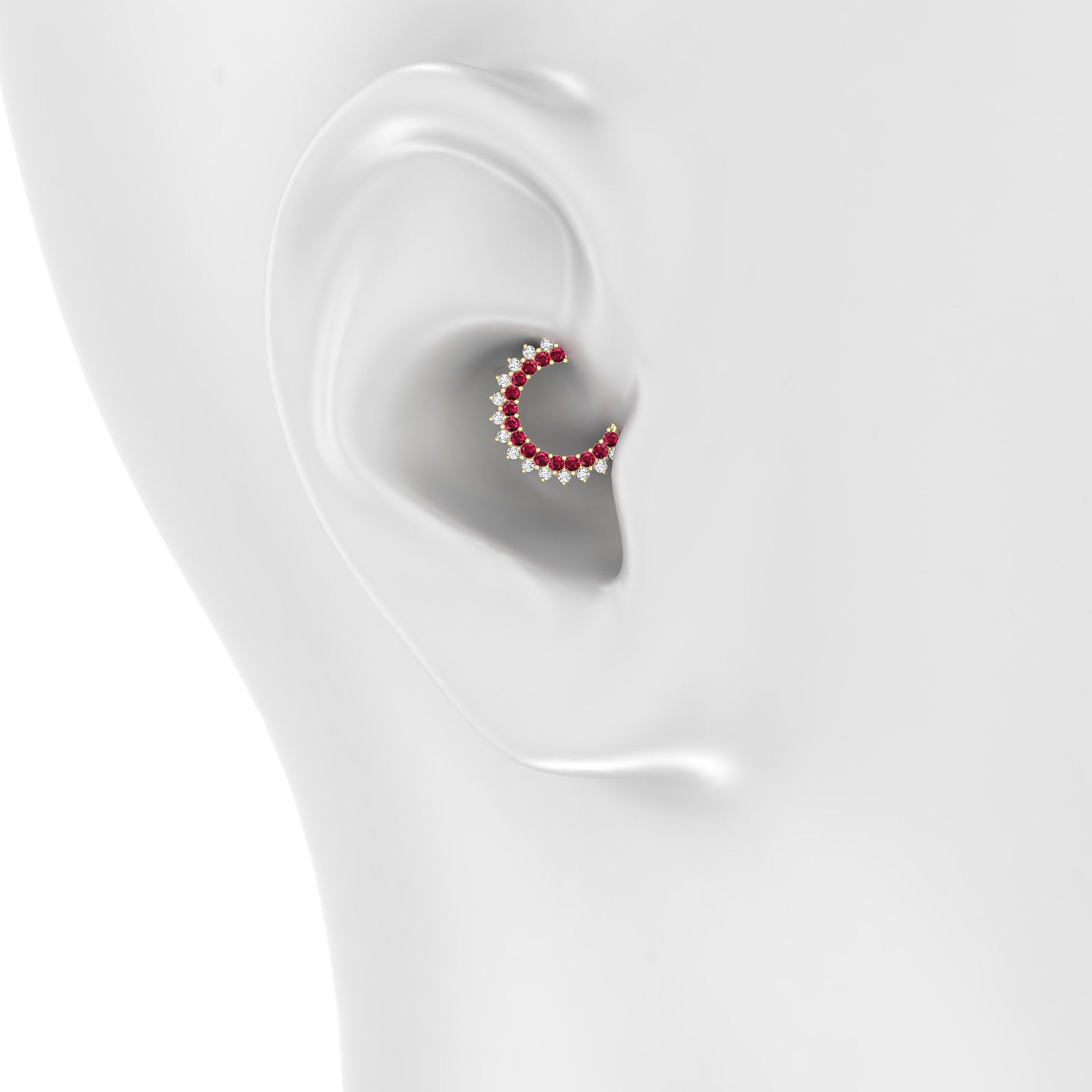 Danae | 18k Yellow Gold 8 mm Ruby & Diamond Daith Piercing