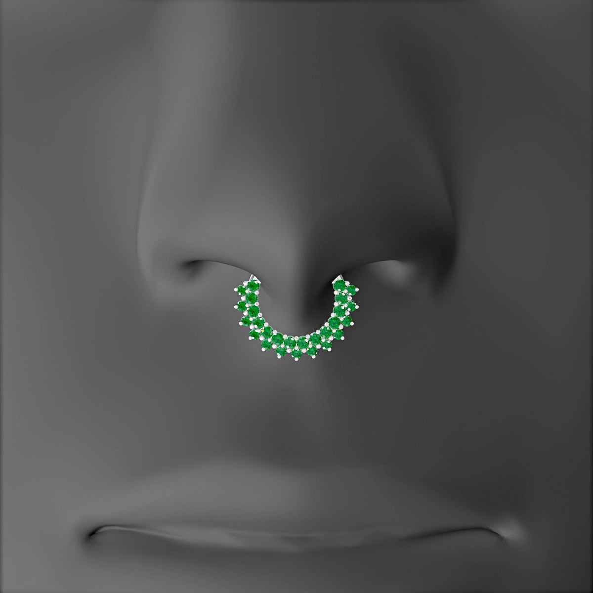 Danae | 18k White Gold 8 mm Emerald & Diamond Septum Piercing