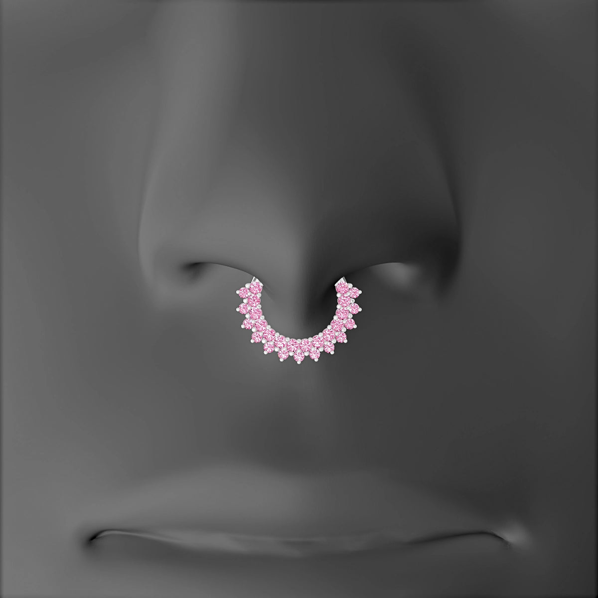 Danae | 18k White Gold 8 mm Pink Sapphire & Diamond Septum Piercing