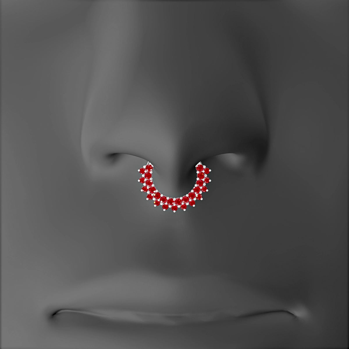 Danae | 18k White Gold 8 mm Ruby & Diamond Septum Piercing