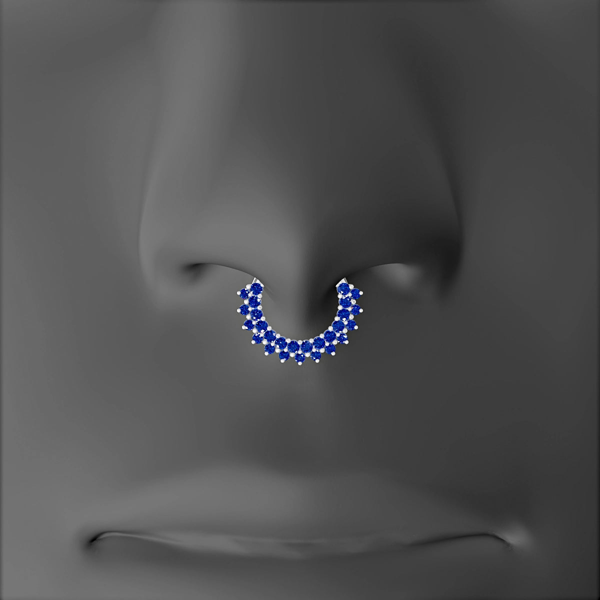 Danae | 18k White Gold 8 mm Sapphire & Diamond Septum Piercing