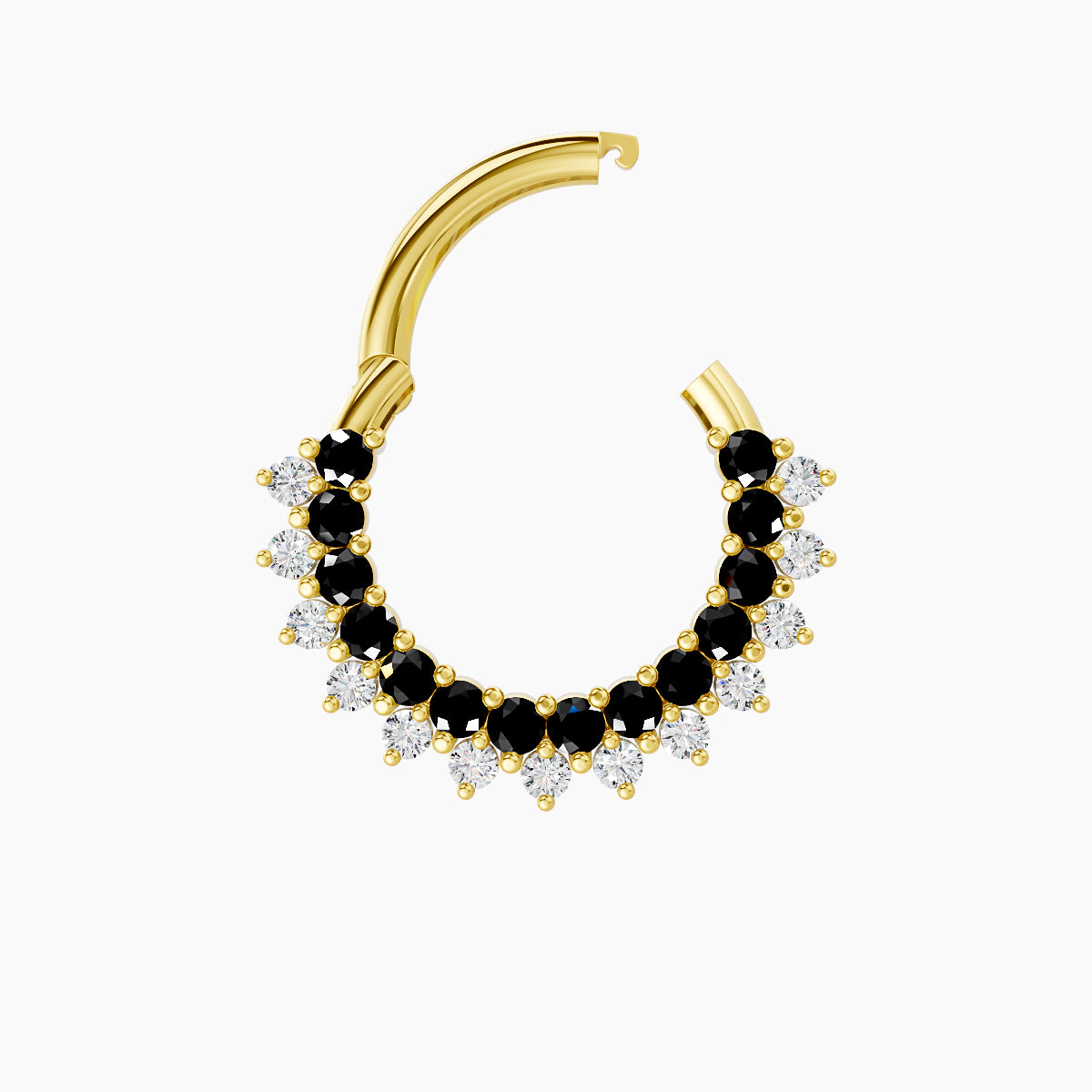 Danae | 18k Yellow Gold 8 mm Black Diamond & Diamond Septum Piercing