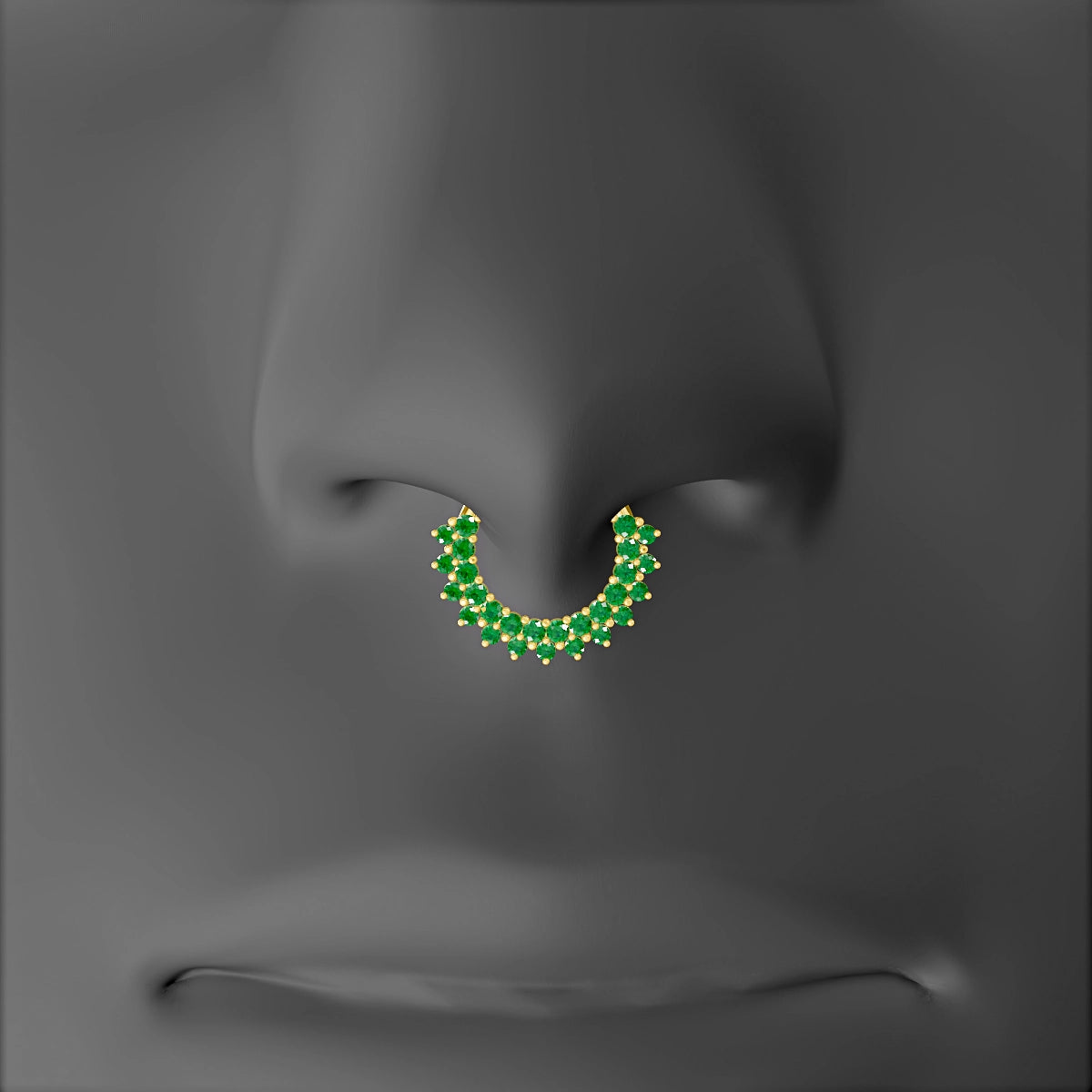 Danae | 18k Yellow Gold 8 mm Emerald Septum Piercing