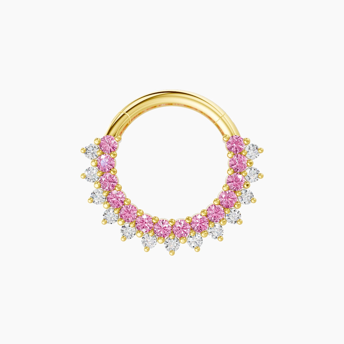 Danae | 18k Yellow Gold 8 mm Pink Sapphire & Diamond Septum Piercing