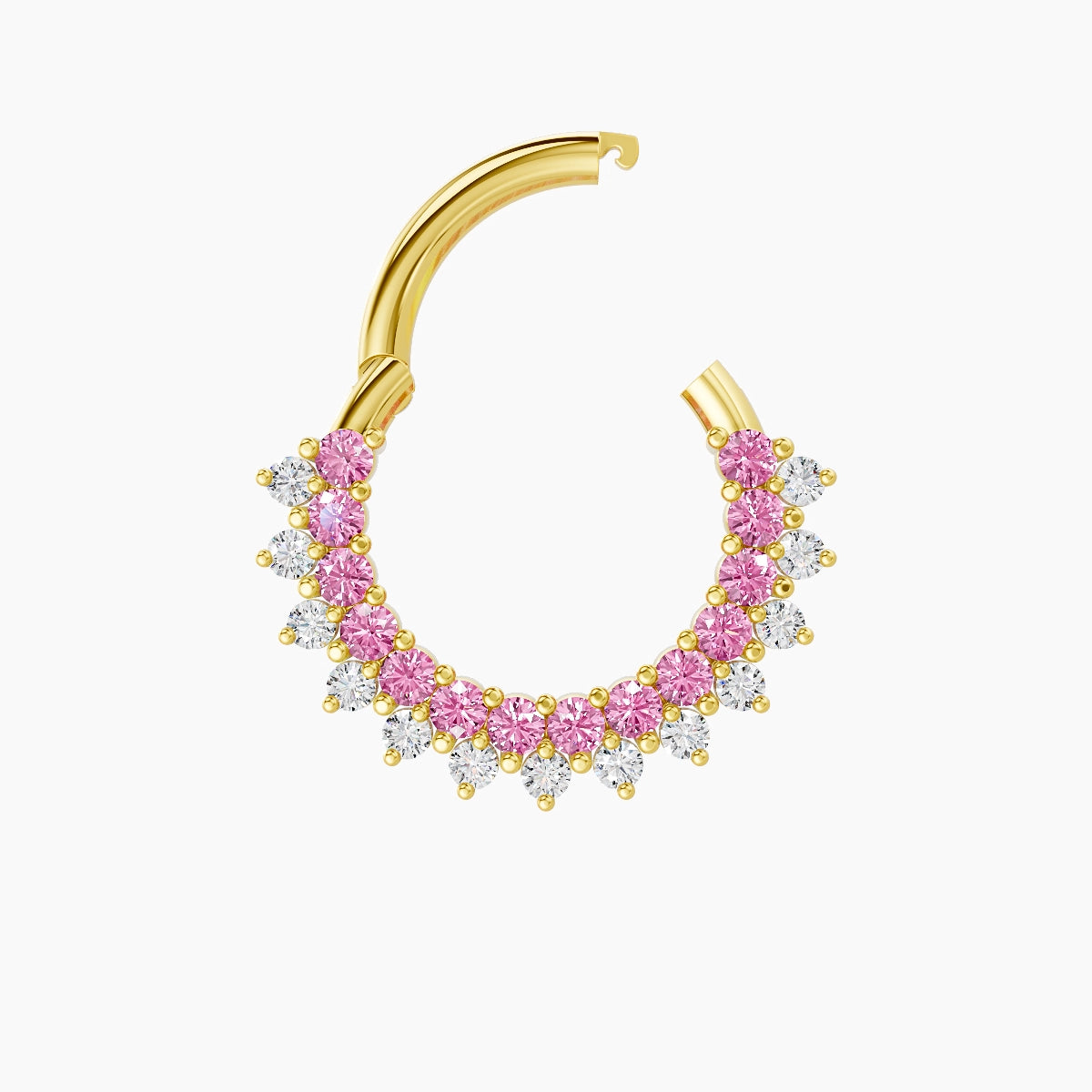 Danae | 18k Yellow Gold 8 mm Pink Sapphire & Diamond Septum Piercing