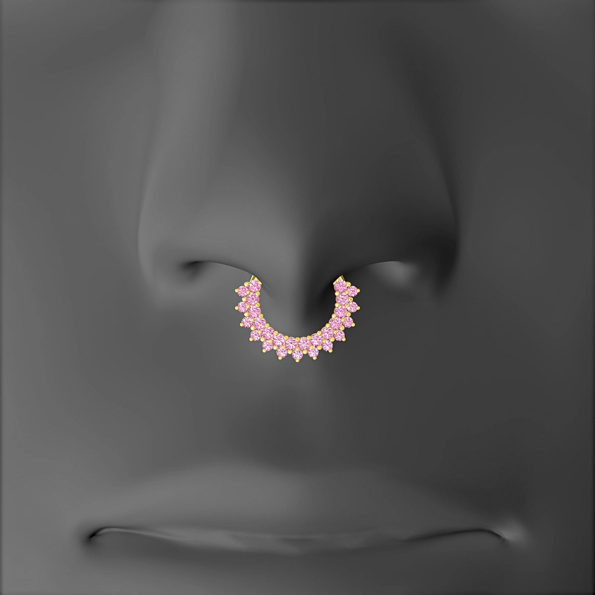 Danae | 18k Yellow Gold 8 mm Pink Sapphire & Diamond Septum Piercing