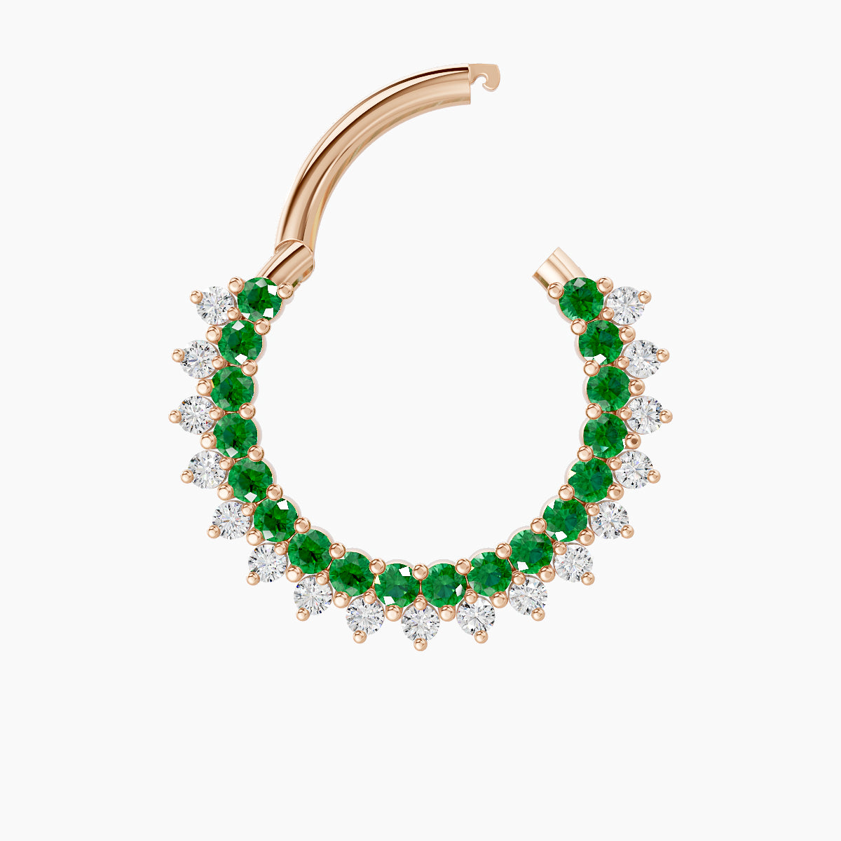 Danae | 18k Rose Gold 9.5 mm Emerald & Diamond Daith Piercing