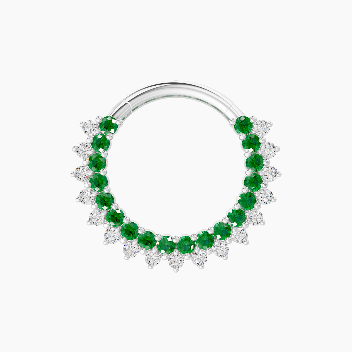 Danae | 18k White Gold 9.5 mm Emerald & Diamond Daith Piercing