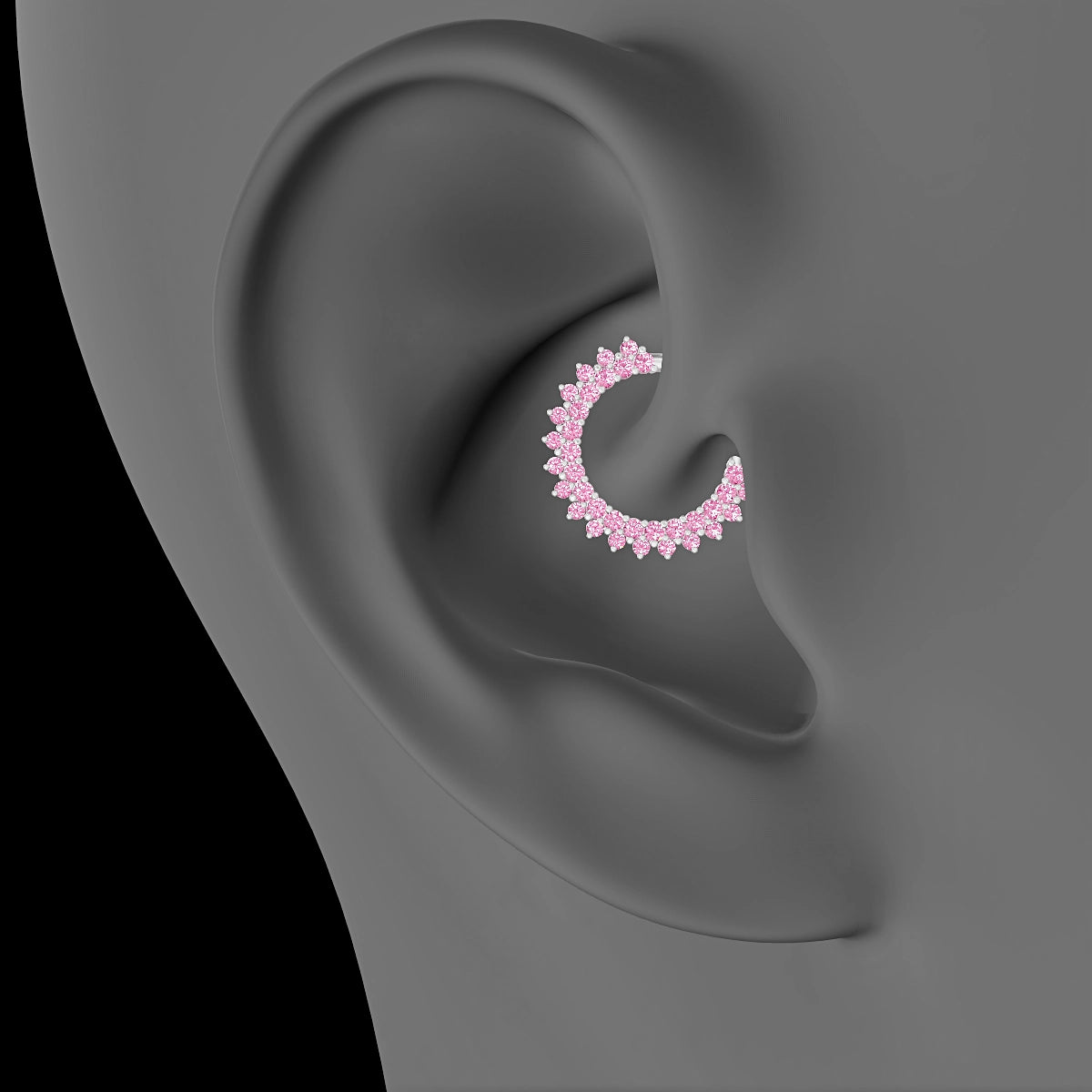 Danae | 18k White Gold 9.5 mm Pink Sapphire Daith Piercing