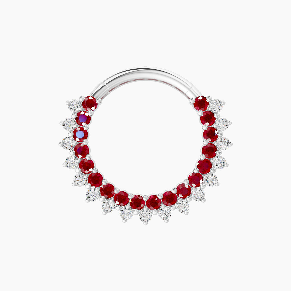 Danae | 18k White Gold 9.5 mm Ruby & Diamond Daith Piercing