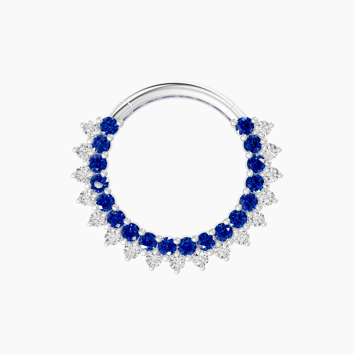Danae | 18k White Gold 9.5 mm Sapphire & Diamond Daith Piercing