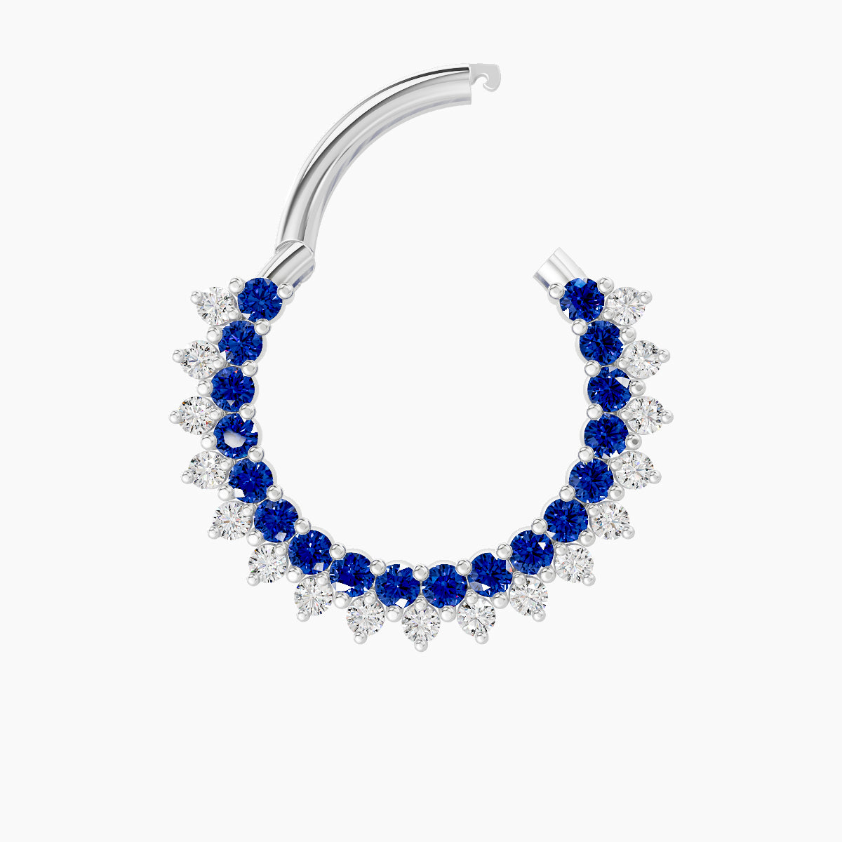 Danae | 18k White Gold 9.5 mm Sapphire & Diamond Daith Piercing