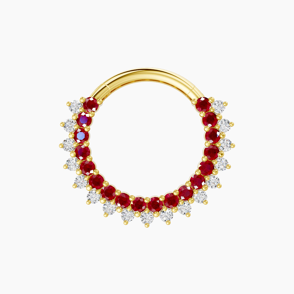 Danae | 18k Yellow Gold 9.5 mm Ruby & Diamond Daith Piercing
