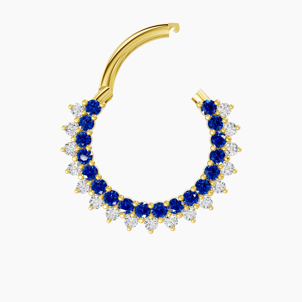 Danae | 18k Yellow Gold 9.5 mm Sapphire & Diamond Daith Piercing