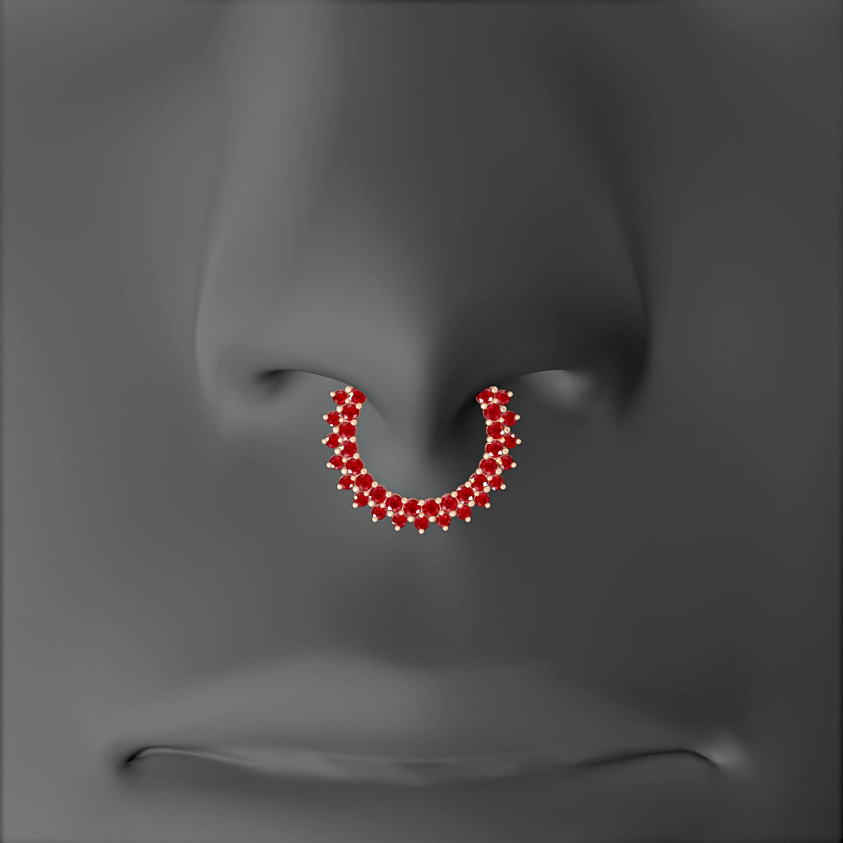 Danae | 18k Rose Gold 9.5 mm Ruby & Diamond Septum Piercing