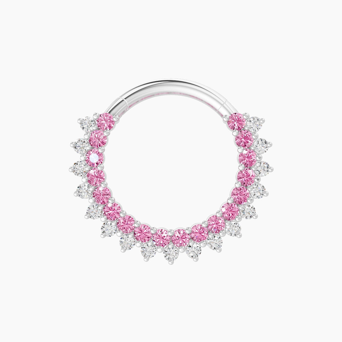 Danae | 18k White Gold 9.5 mm Pink Sapphire & Diamond Septum Piercing