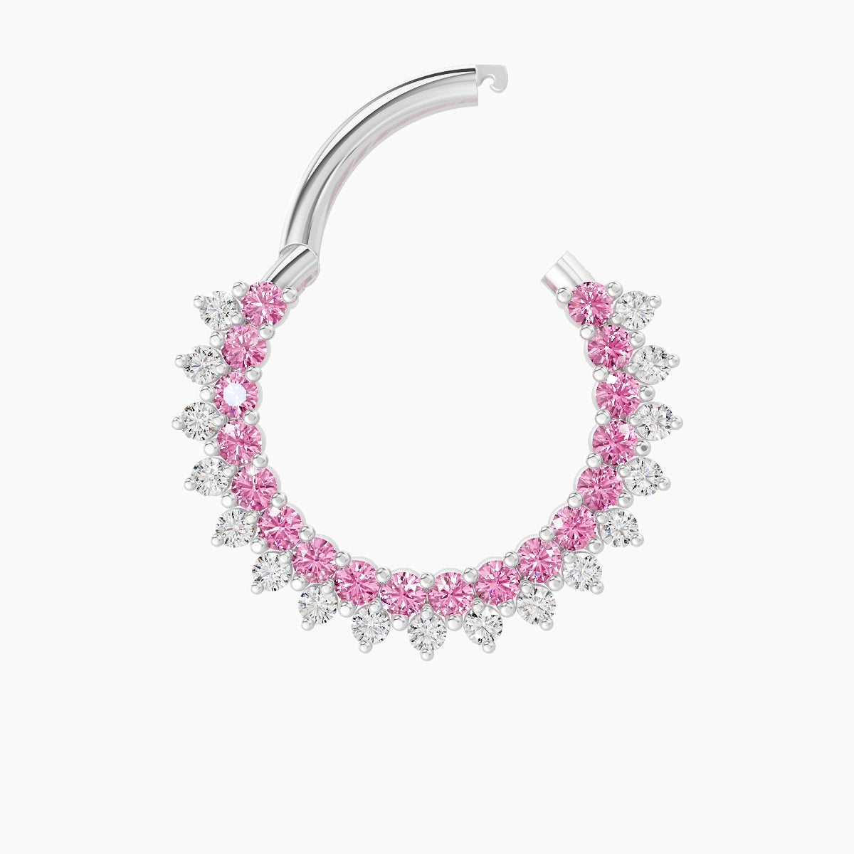 Danae | 18k White Gold 9.5 mm Pink Sapphire & Diamond Septum Piercing