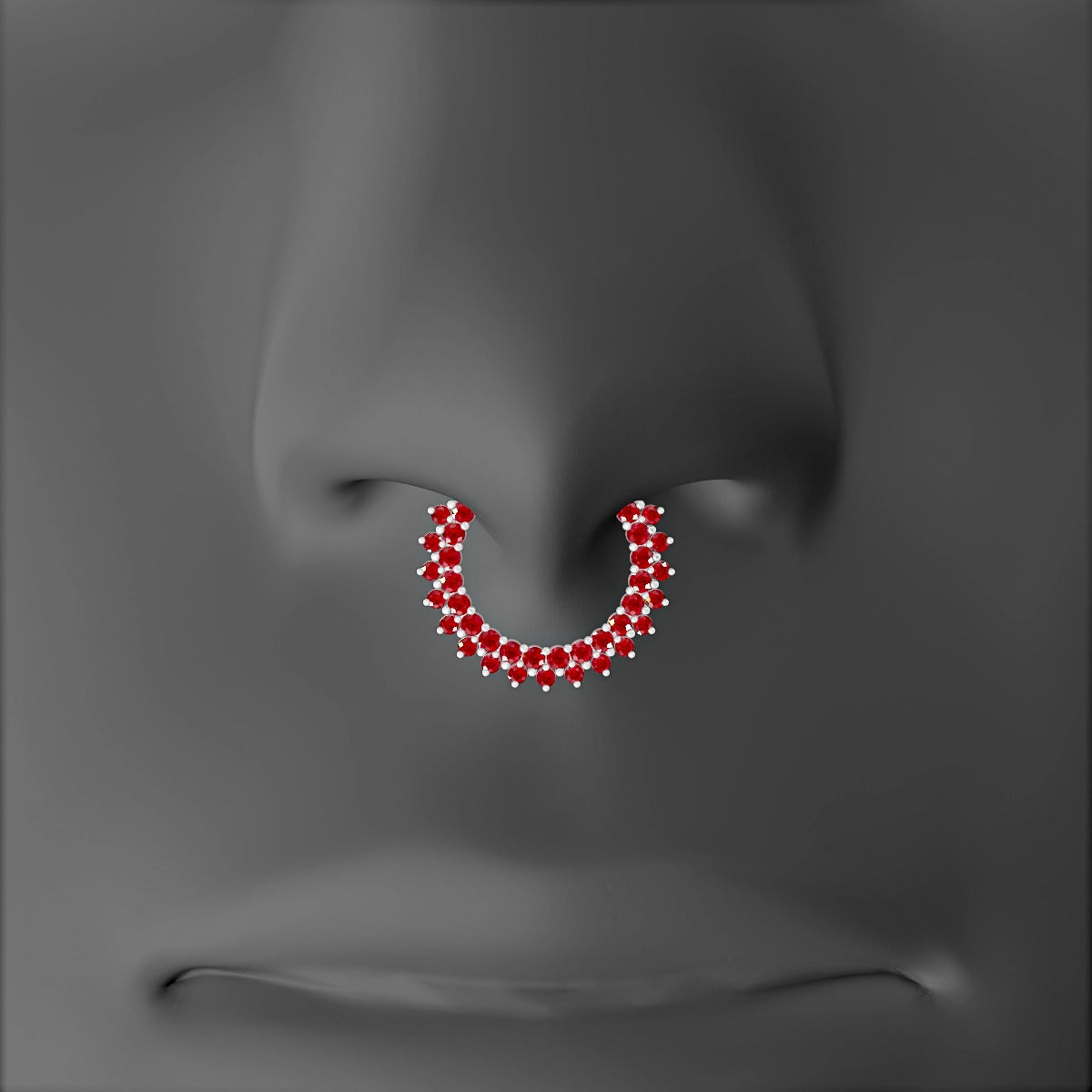 Danae | 18k White Gold 9.5 mm Ruby & Diamond Septum Piercing