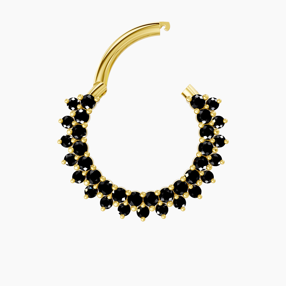 Danae | 18k Yellow Gold 9.5 mm Black Diamond Septum Piercing