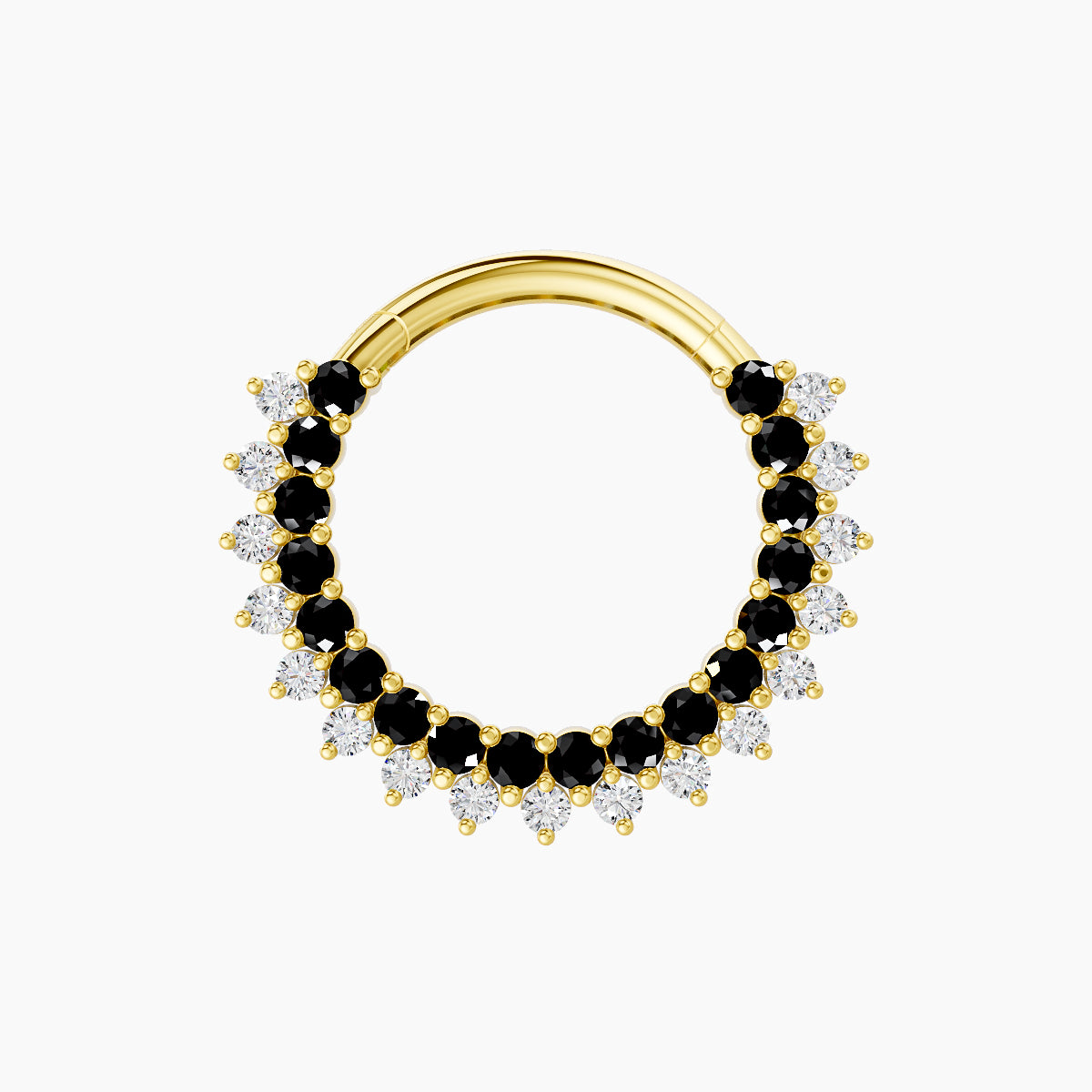 Danae | 18k Yellow Gold 9.5 mm Black Diamond & Diamond Septum Piercing