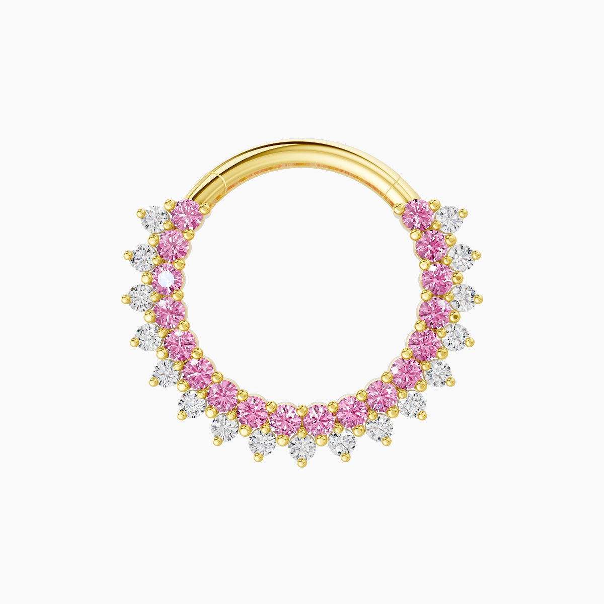 Danae | 18k Yellow Gold 9.5 mm Pink Sapphire & Diamond Septum Piercing
