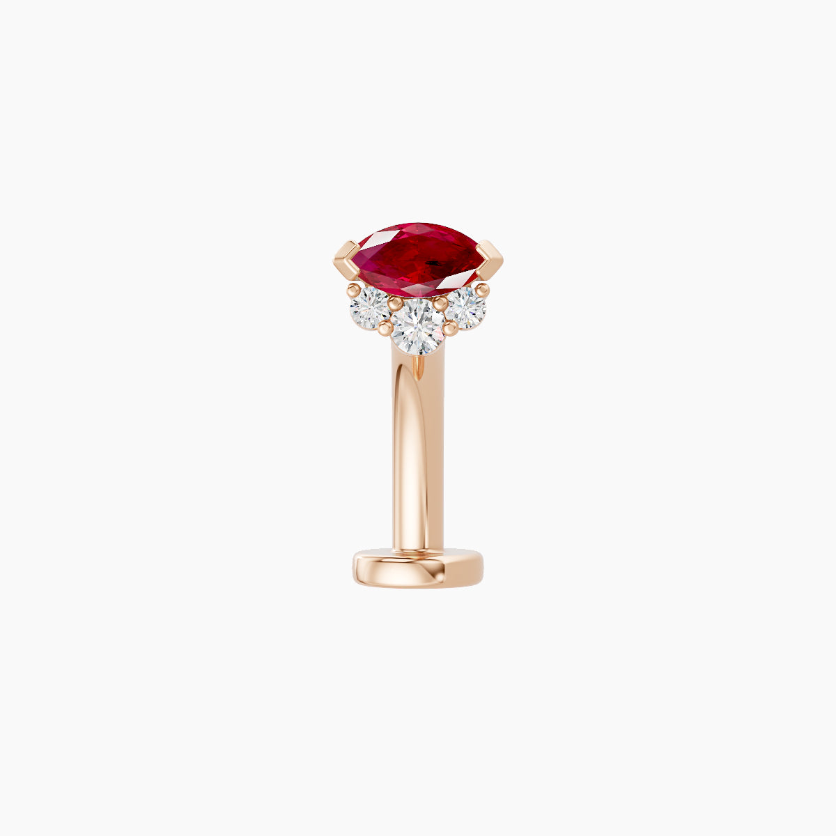 Danu | 18k Rose Gold 10 mm 5 mm Ruby & Diamond Floating Navel Piercing