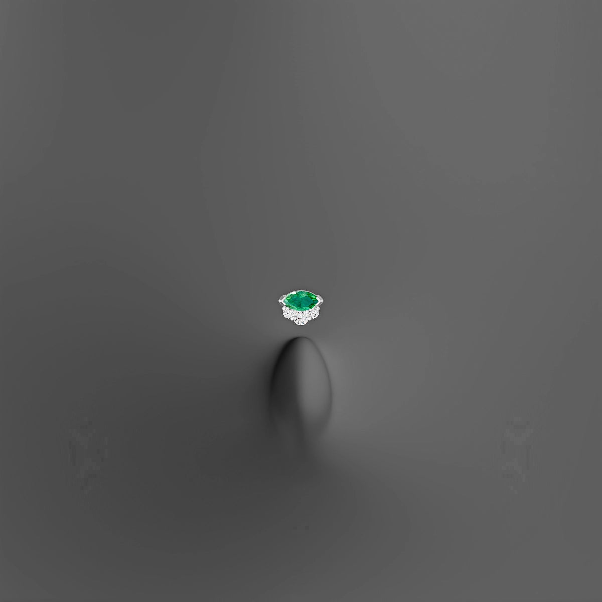 Danu | 18k White Gold 10 mm 5 mm Emerald & Diamond Floating Navel Piercing