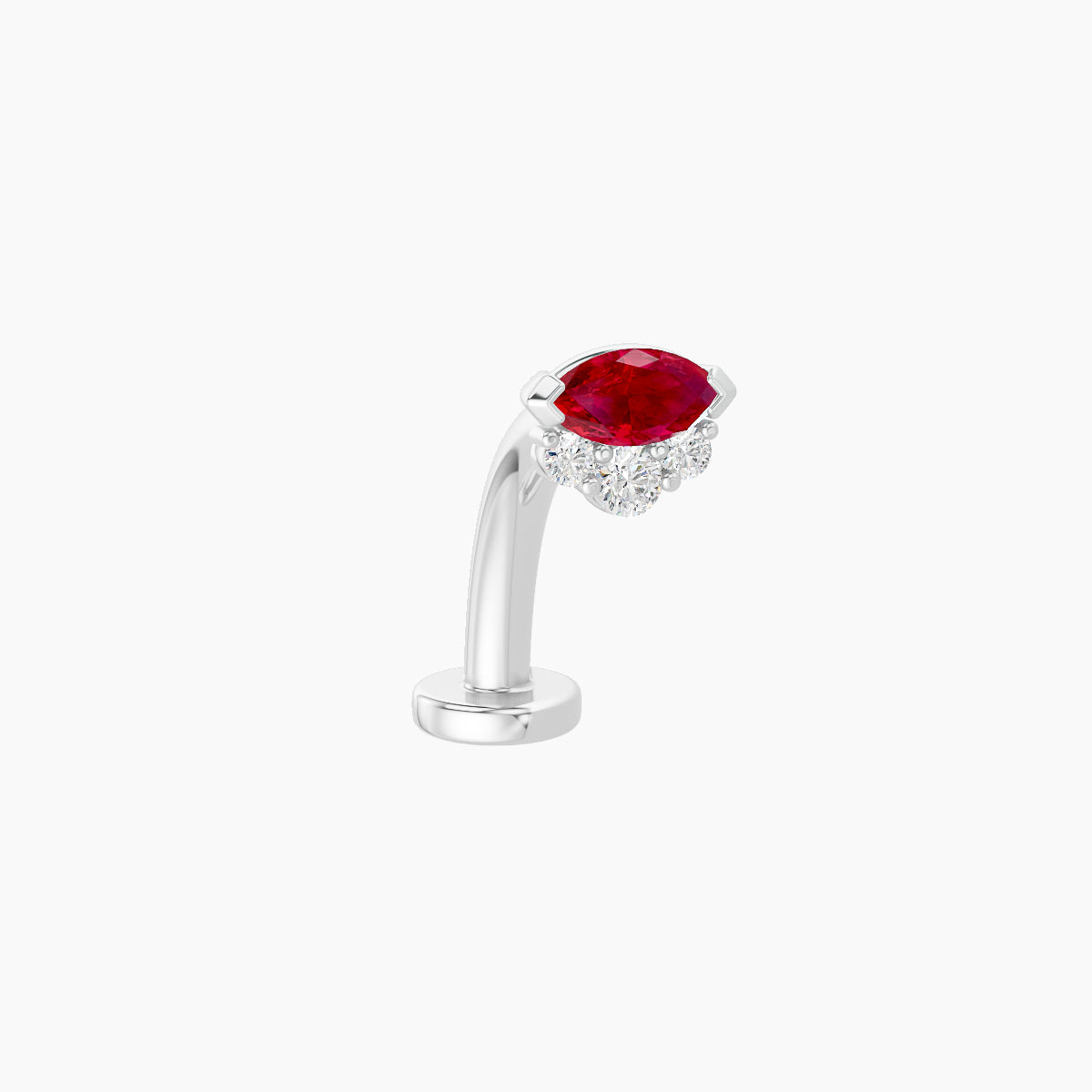 Danu | 18k White Gold 10 mm 5 mm Ruby & Diamond Floating Navel Piercing
