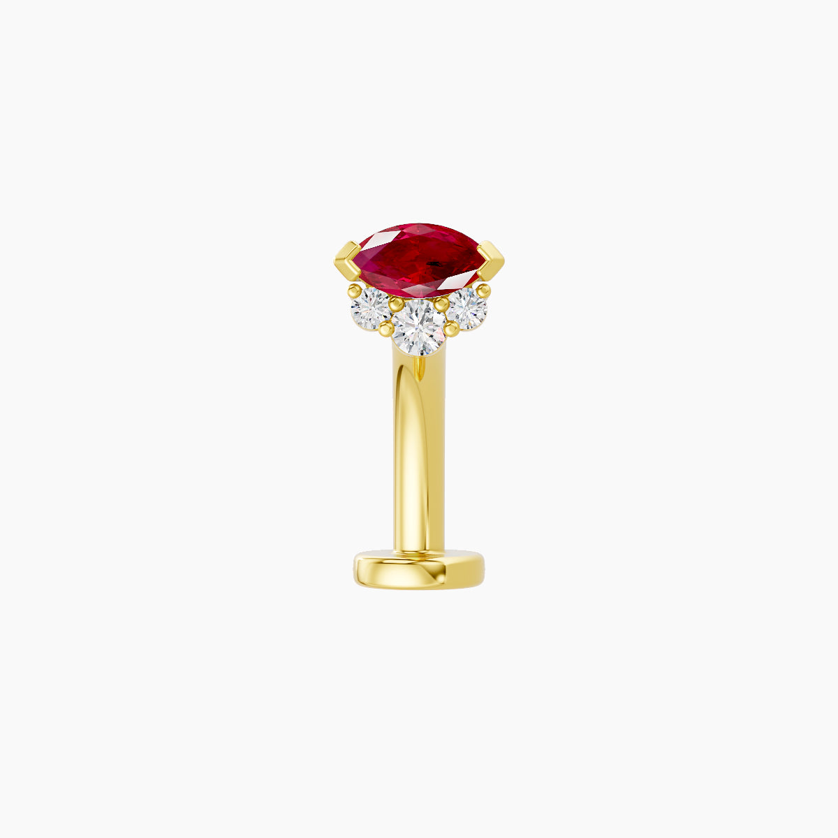 Danu | 18k Yellow Gold 10 mm 5 mm Ruby & Diamond Floating Navel Piercing