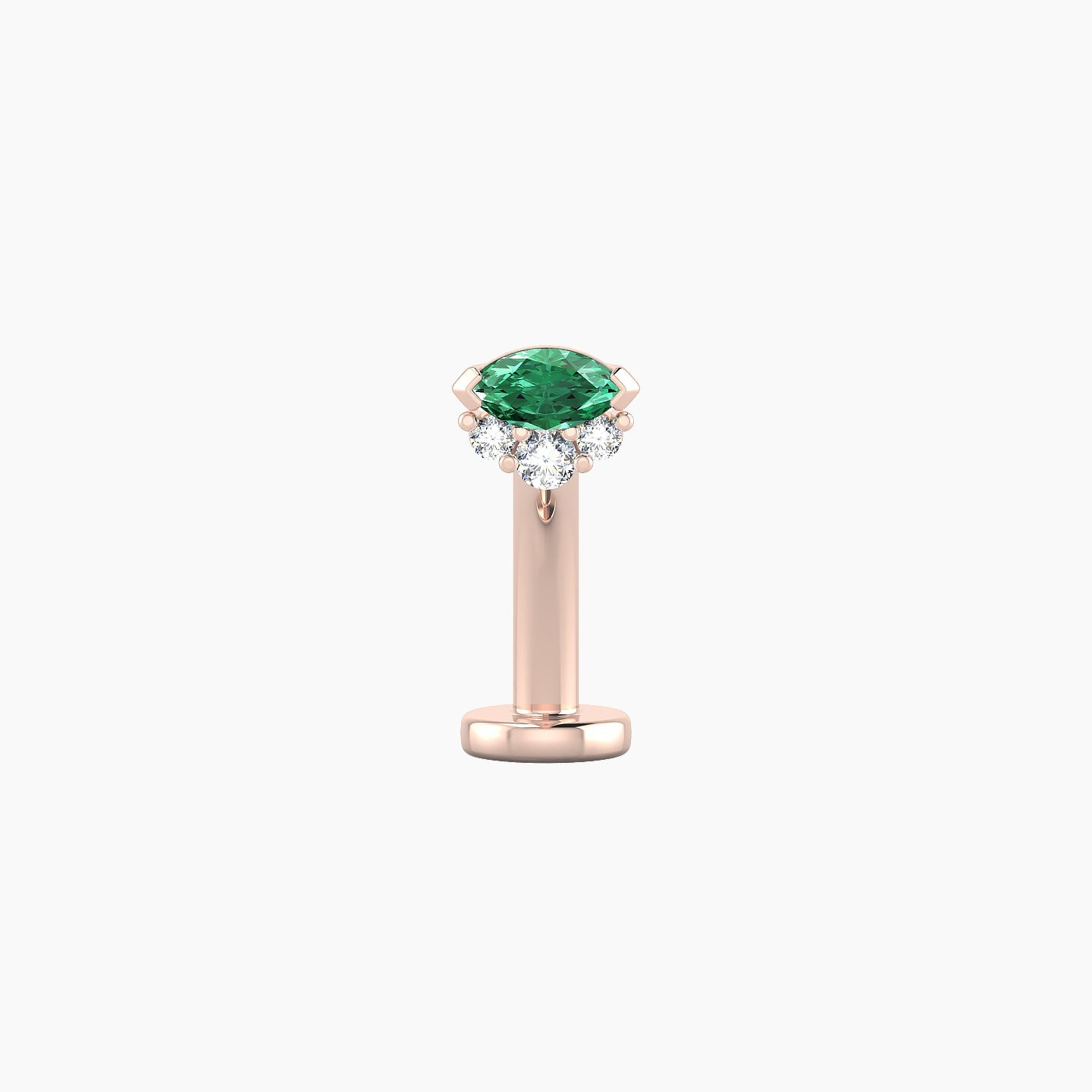 Danu | 18k Rose Gold 10 mm 5 mm Emerald & Diamond Floating Navel Piercing