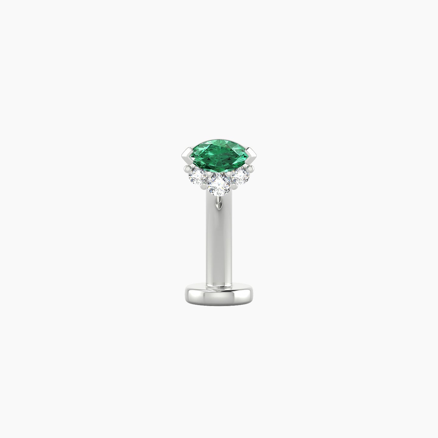 Danu | 18k White Gold 10 mm 5 mm Emerald & Diamond Floating Navel Piercing