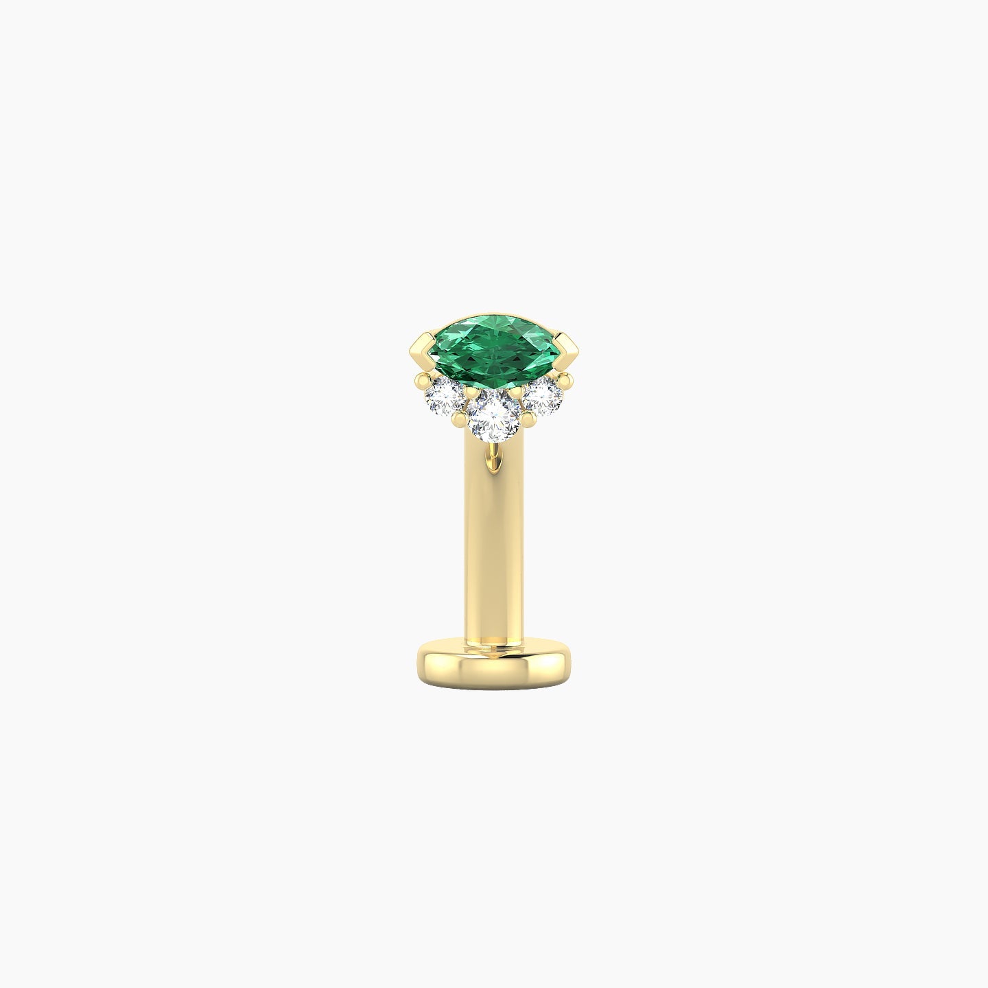 Danu | 18k Yellow Gold 10 mm 5 mm Emerald & Diamond Floating Navel Piercing