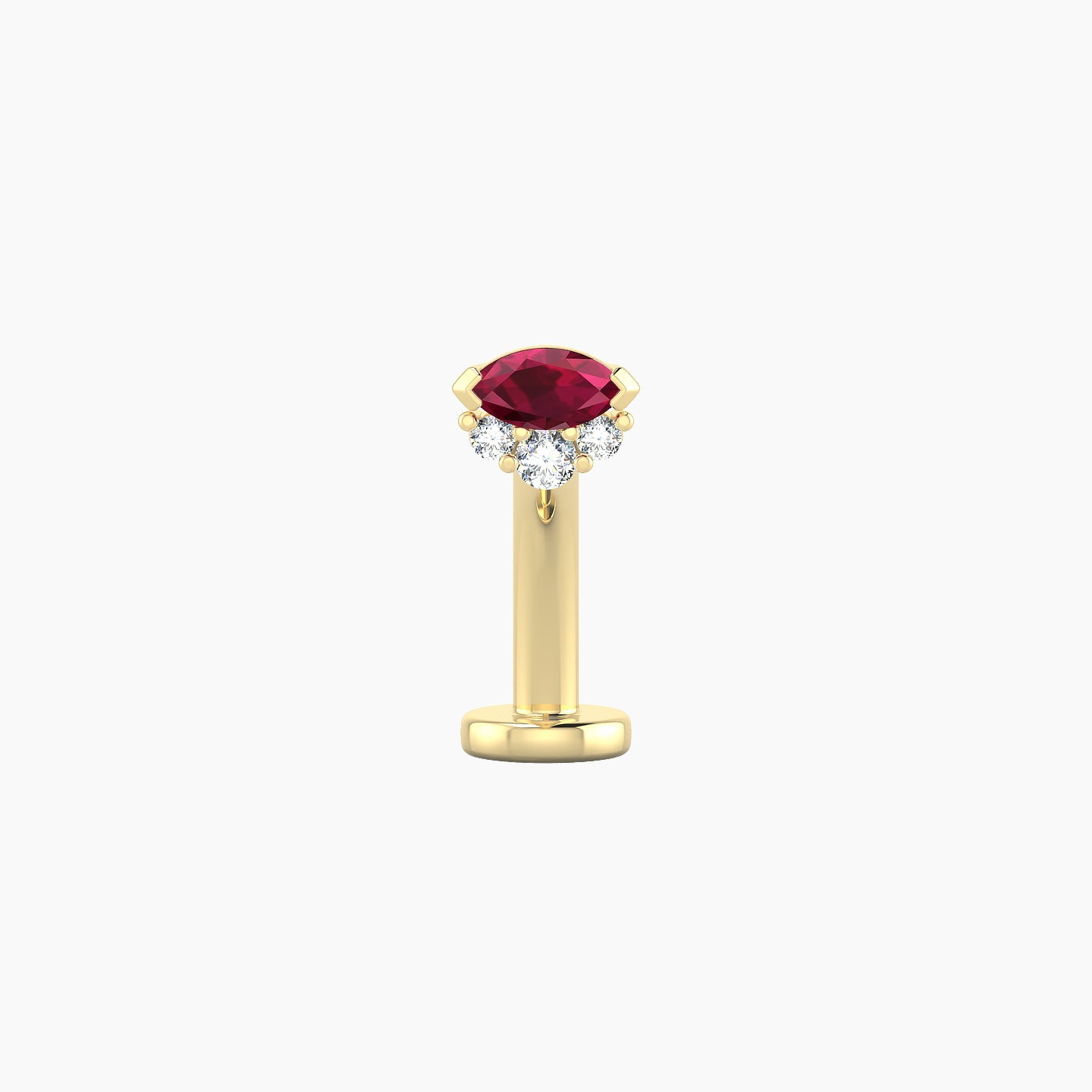 Danu | 18k Yellow Gold 10 mm 5 mm Ruby & Diamond Floating Navel Piercing
