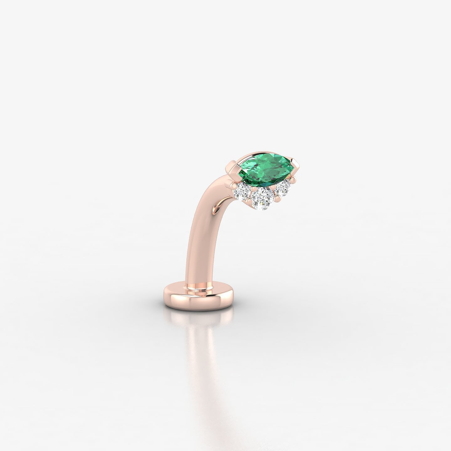 Danu | 18k Rose Gold 10 mm 5 mm Emerald & Diamond Floating Navel Piercing
