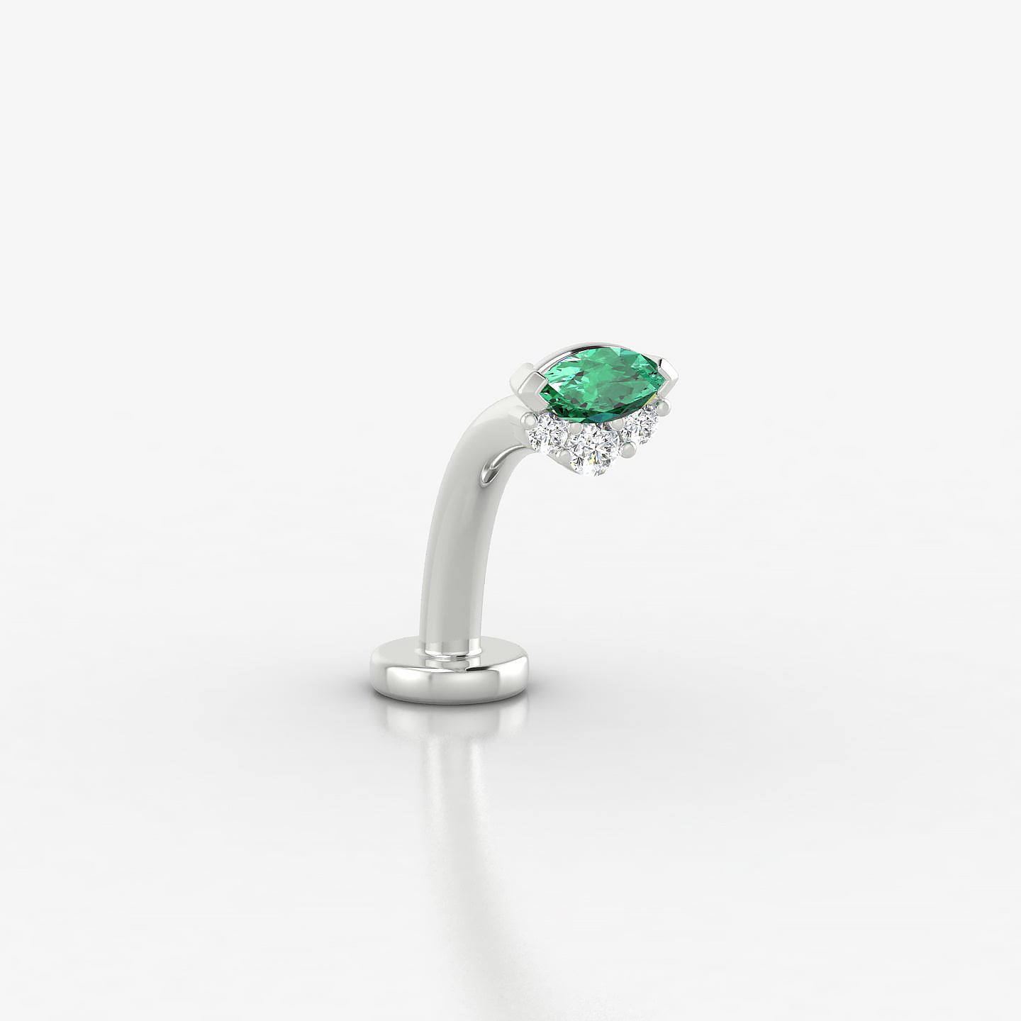Danu | 18k White Gold 10 mm 5 mm Emerald & Diamond Floating Navel Piercing