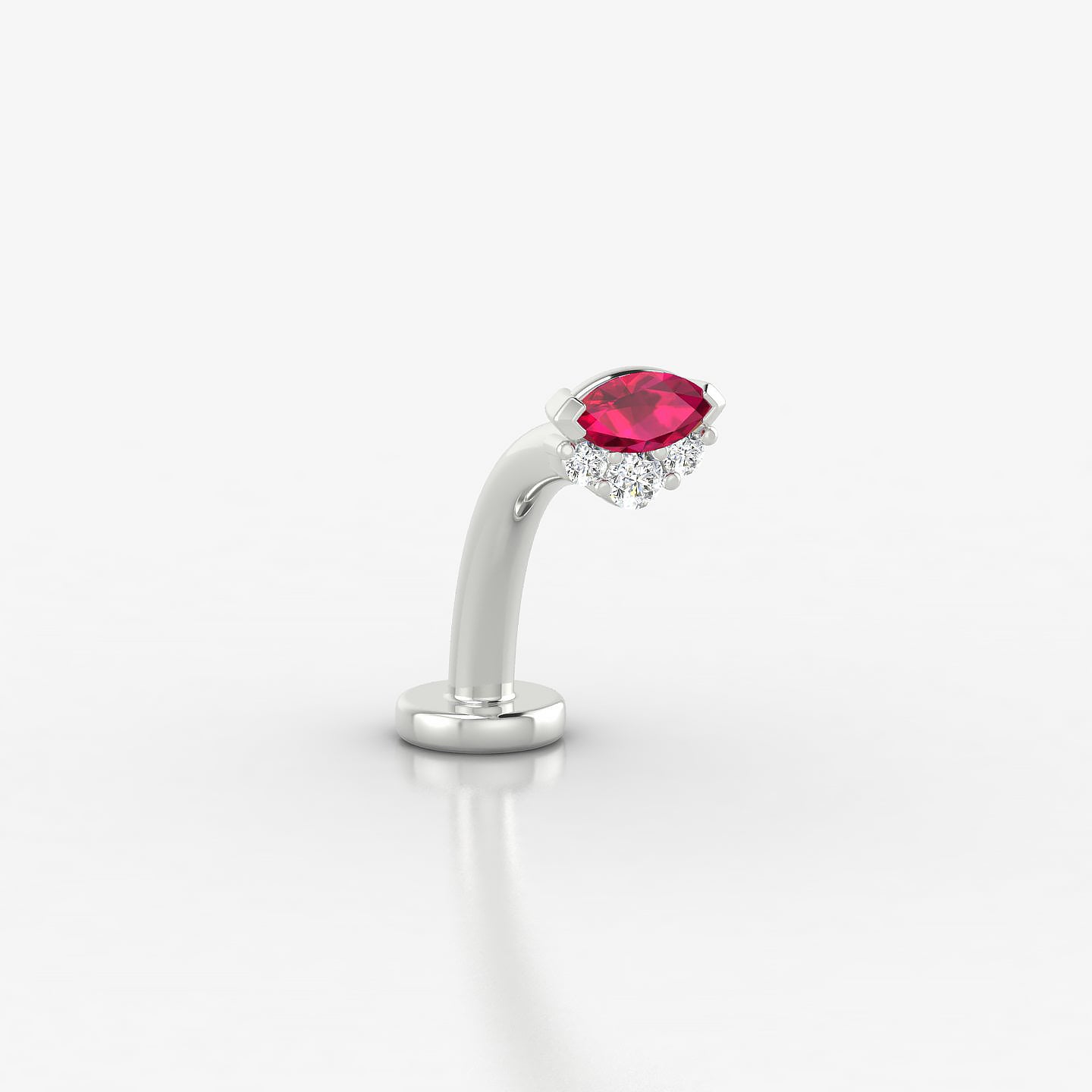 Danu | 18k White Gold 10 mm 5 mm Ruby & Diamond Floating Navel Piercing