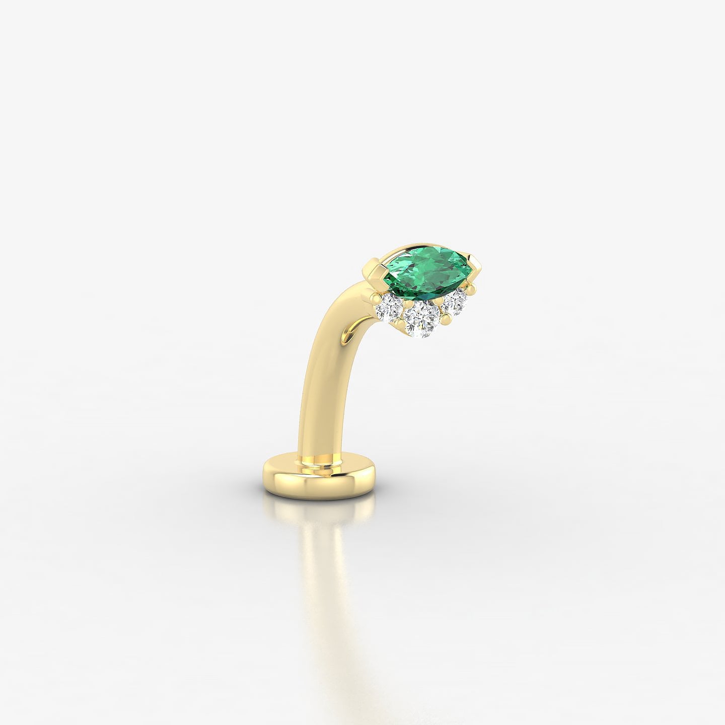 Danu | 18k Yellow Gold 10 mm 5 mm Emerald & Diamond Floating Navel Piercing