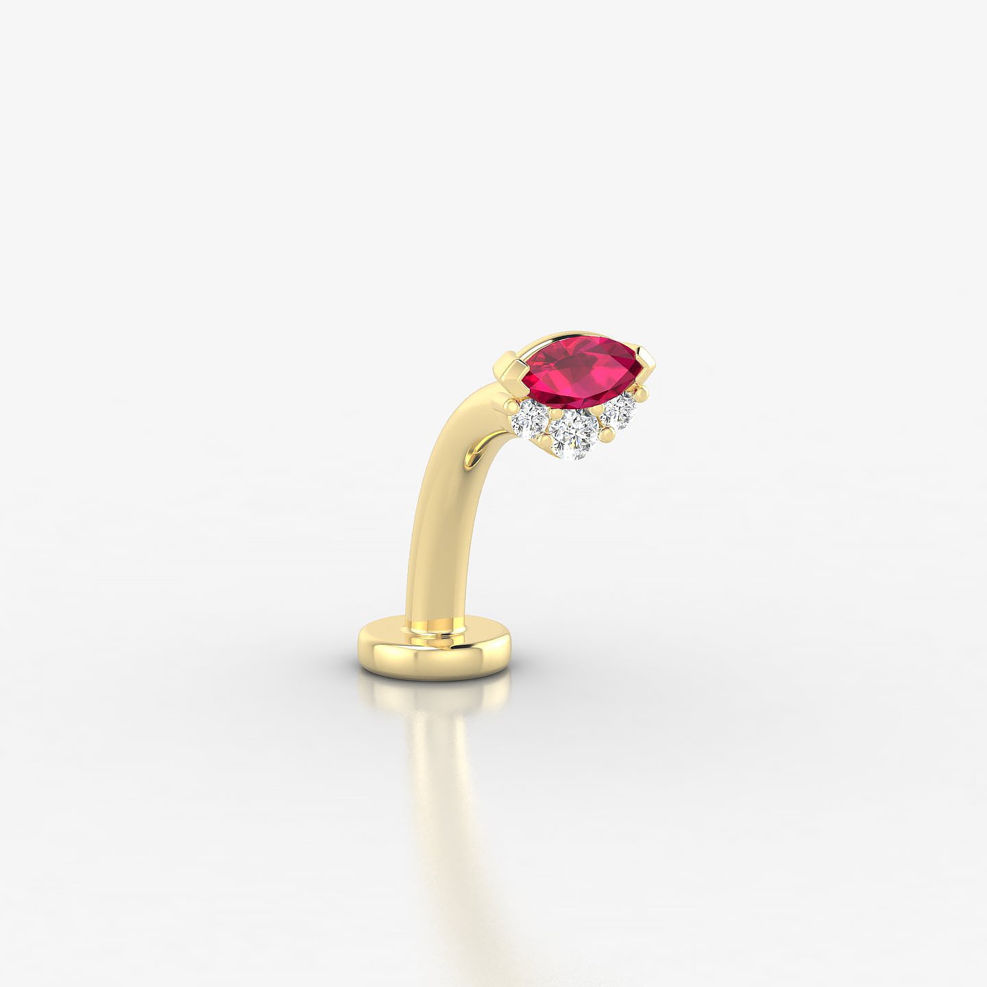 Danu | 18k Yellow Gold 10 mm 5 mm Ruby & Diamond Floating Navel Piercing