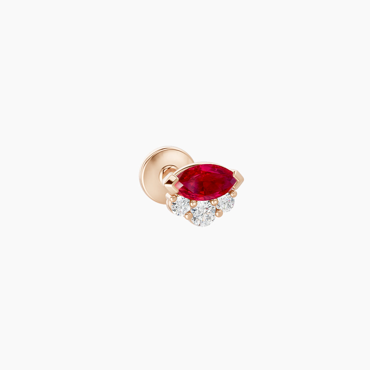 Danu | 18k Rose Gold 5 mm 5 mm Ruby & Diamond Nose Piercing