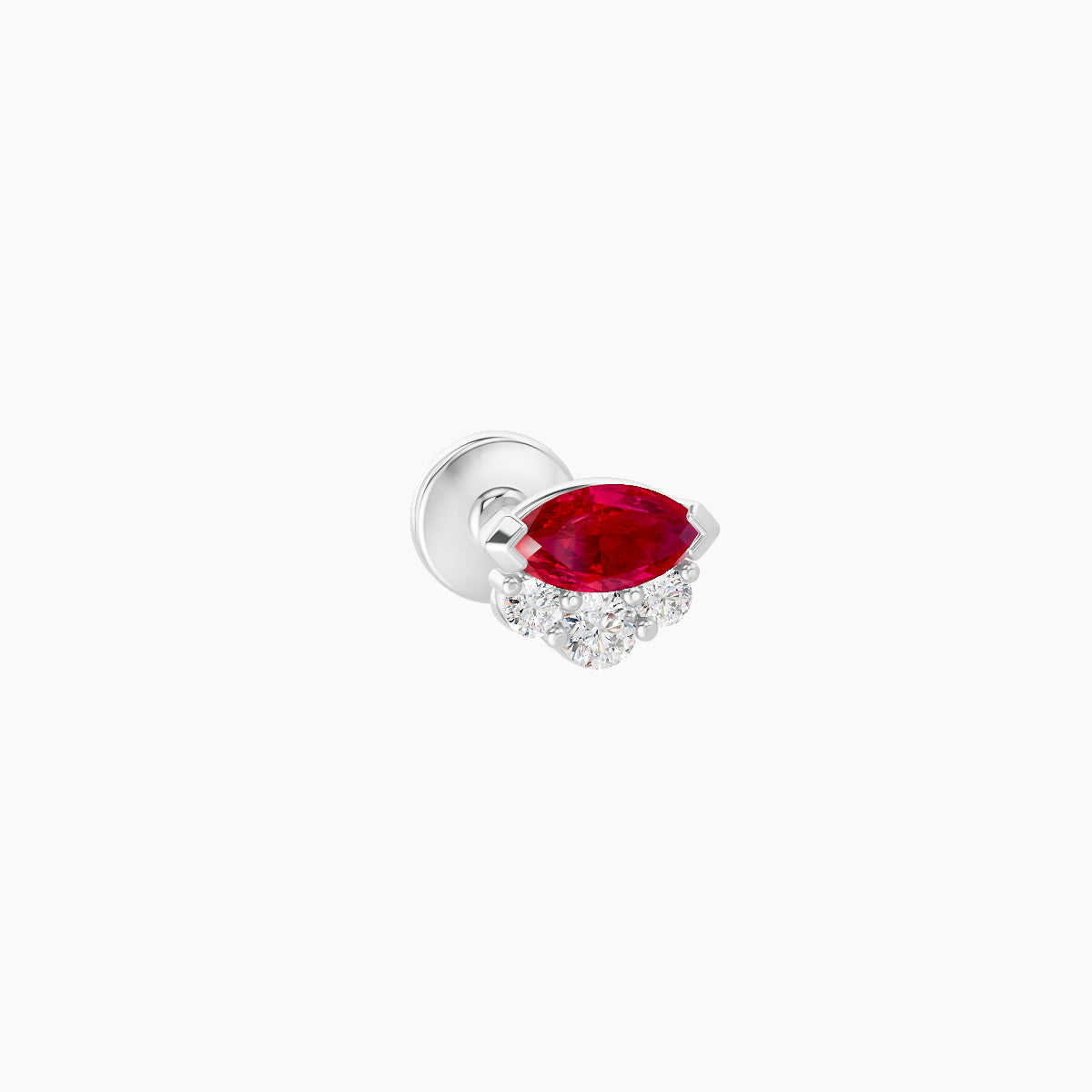 Danu | 18k White Gold 5 mm 5 mm Ruby & Diamond Nose Piercing