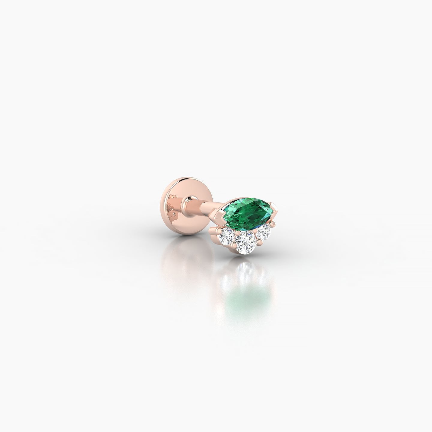 Danu | 18k Rose Gold 5 mm 5 mm Emerald & Diamond Nose Piercing