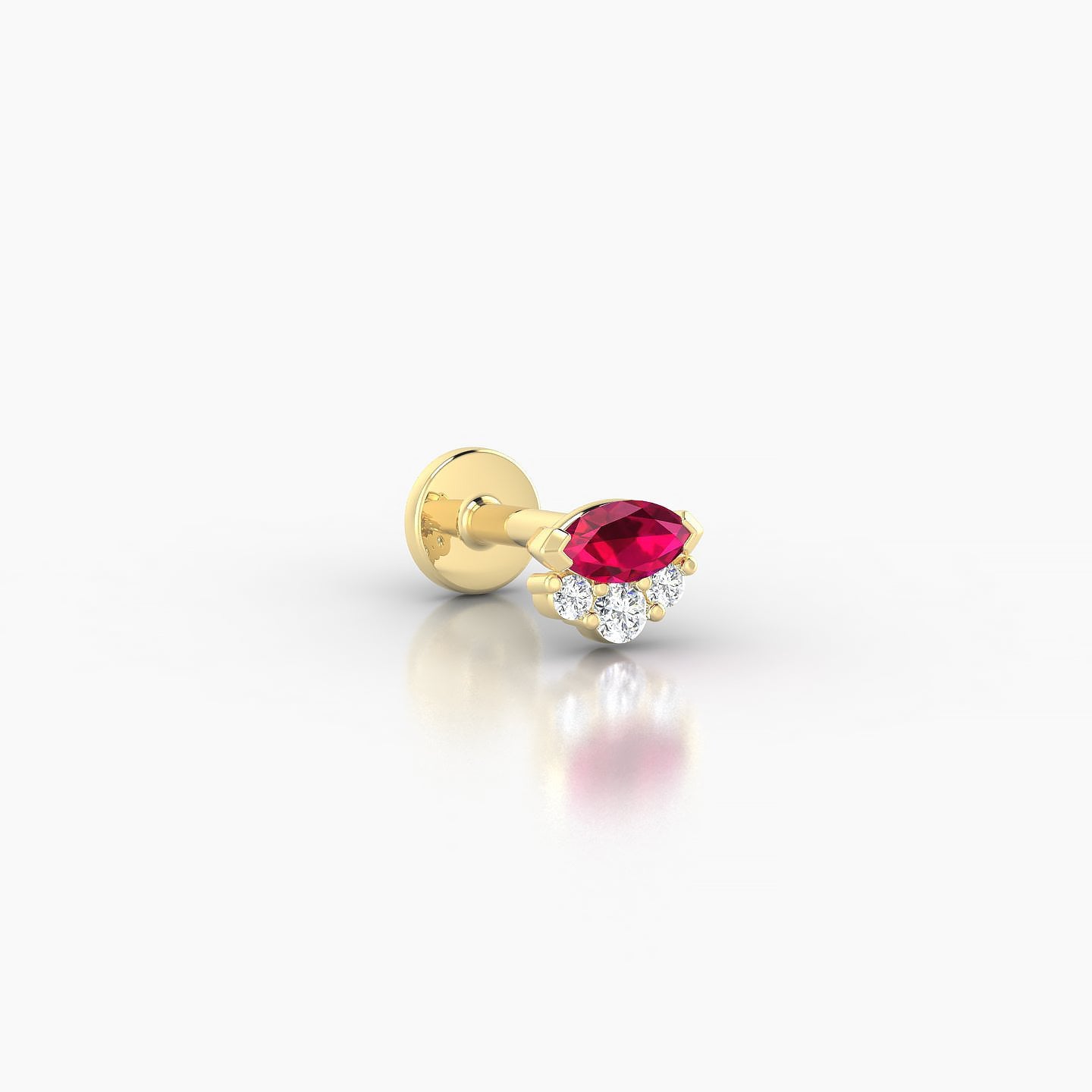 Danu | 18k Yellow Gold 5 mm 5 mm Ruby & Diamond Nose Piercing